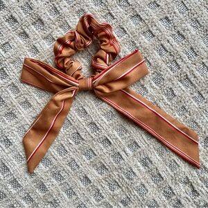 Free People Orange Striped Bow Scrunchie